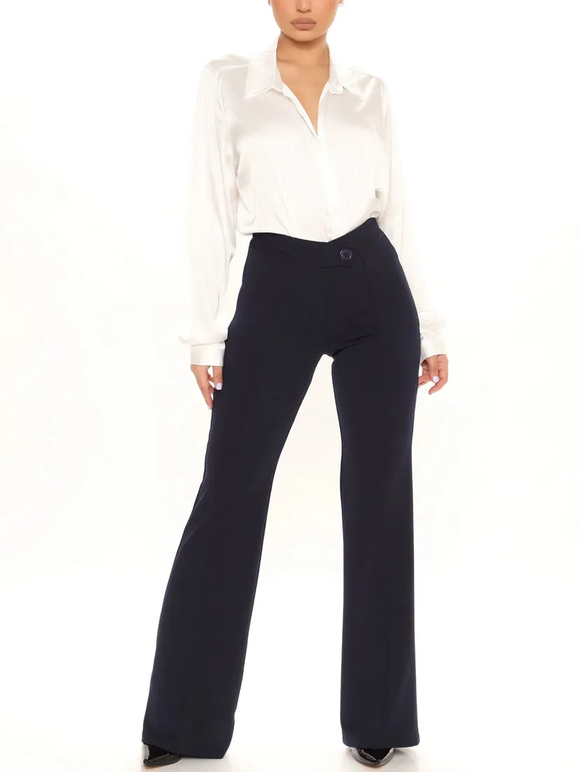 WOMEN Navy Plus Size Wide Leg Dress Pants