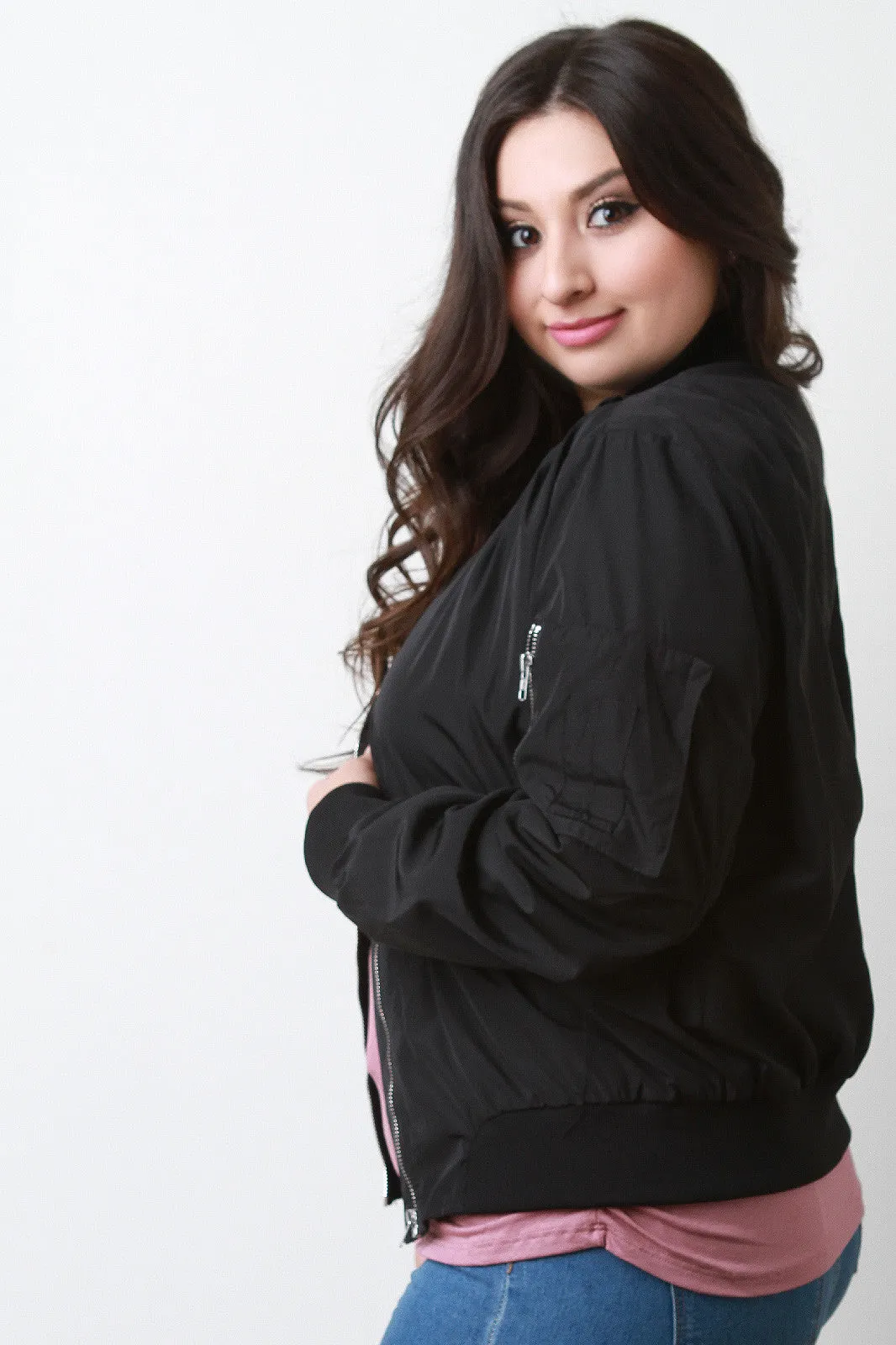 Zip Up Bomber Jacket